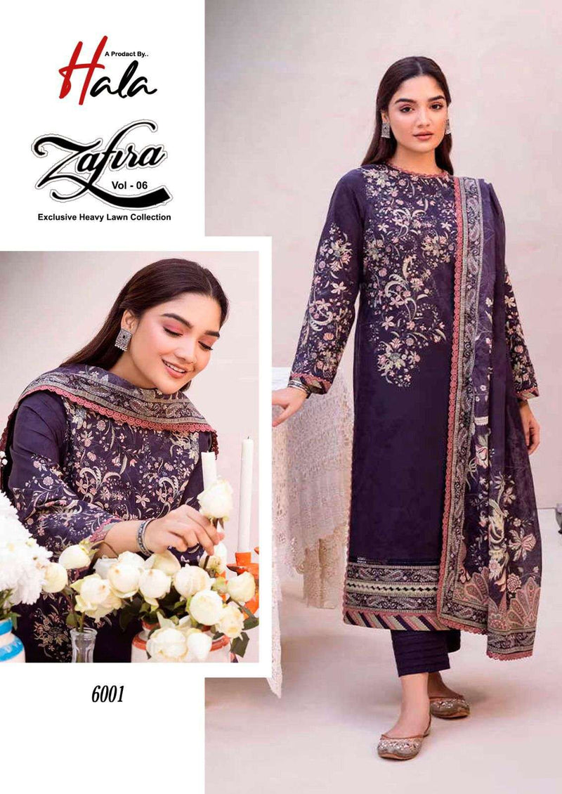 Hala Zafira Vol 6 Lawn Cotton Karachi Print Partywear Salwar Suit