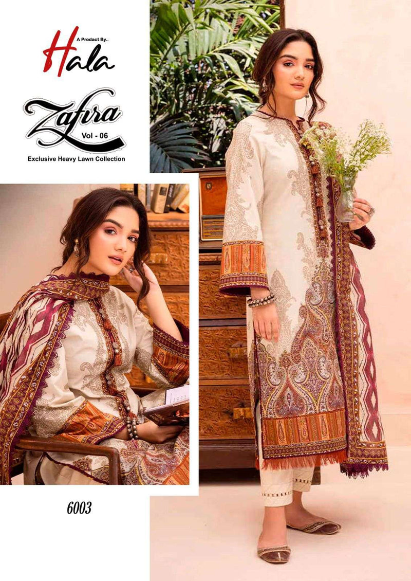 Hala Zafira Vol 6 Lawn Cotton Karachi Print Partywear Salwar Suit