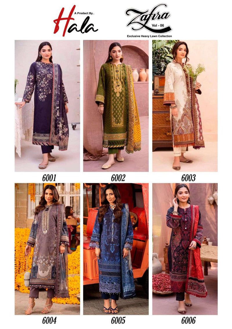 Hala Zafira Vol 6 Lawn Cotton Karachi Print Partywear Salwar Suit