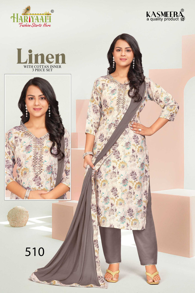 Hariyali Linen Vol 5 Linen Digital Print With Real Mirror Work Combo Set Of Pret Kurti