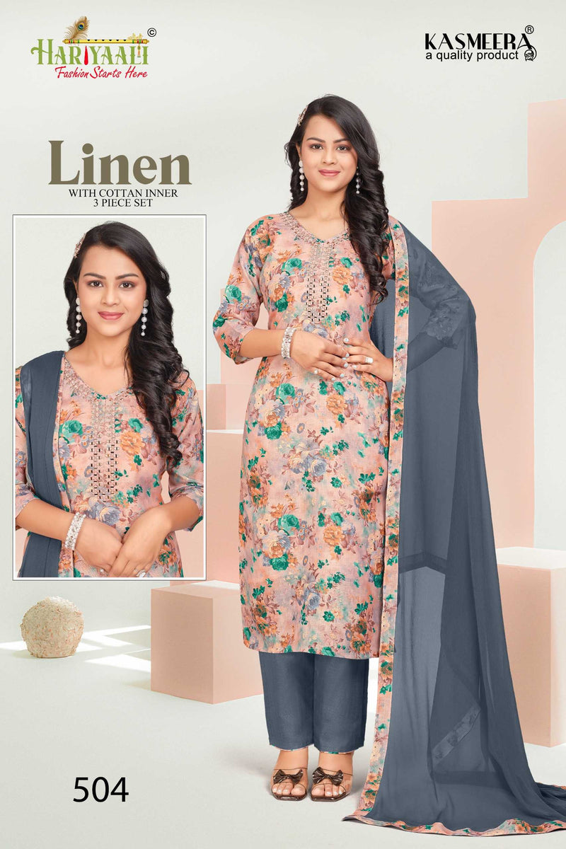 Hariyali Linen Vol 5 Linen Digital Print With Real Mirror Work Combo Set Of Pret Kurti