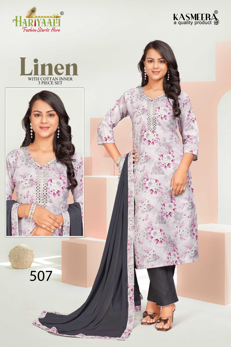 Hariyali Linen Vol 5 Linen Digital Print With Real Mirror Work Combo Set Of Pret Kurti