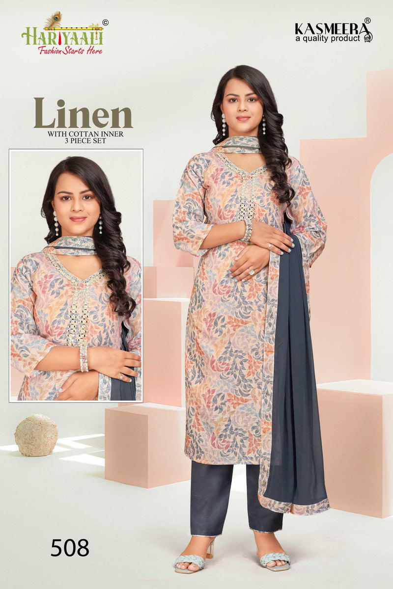 Hariyali Linen Vol 5 Linen Digital Print With Real Mirror Work Combo Set Of Pret Kurti