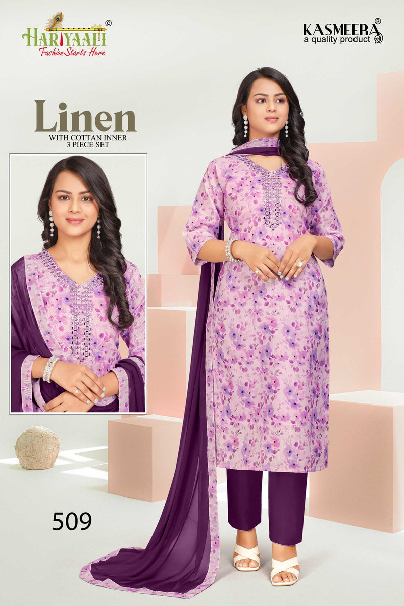 Hariyali Linen Vol 5 Linen Digital Print With Real Mirror Work Combo Set Of Pret Kurti