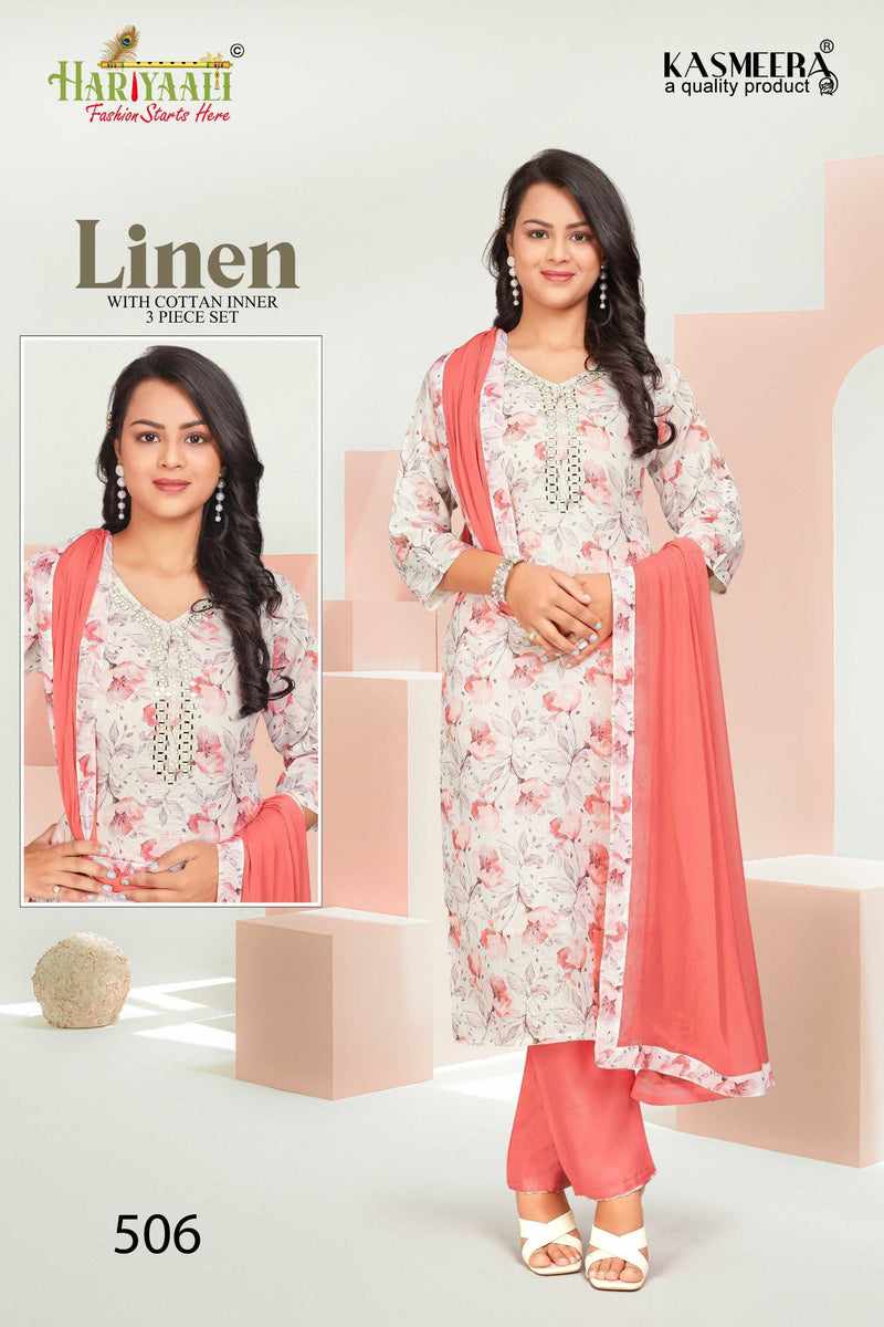 Hariyali Linen Vol 5 Linen Digital Print With Real Mirror Work Combo Set Of Pret Kurti