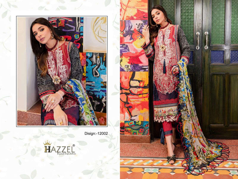 Hazzel Firdous Queens Court Vol 12 Cotton Print With Exclusive Embroidery Patches Salwar Kameez