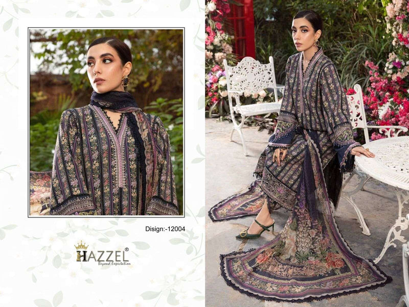 Hazzel Firdous Queens Court Vol 12 Cotton Print With Exclusive Embroidery Patches Salwar Kameez