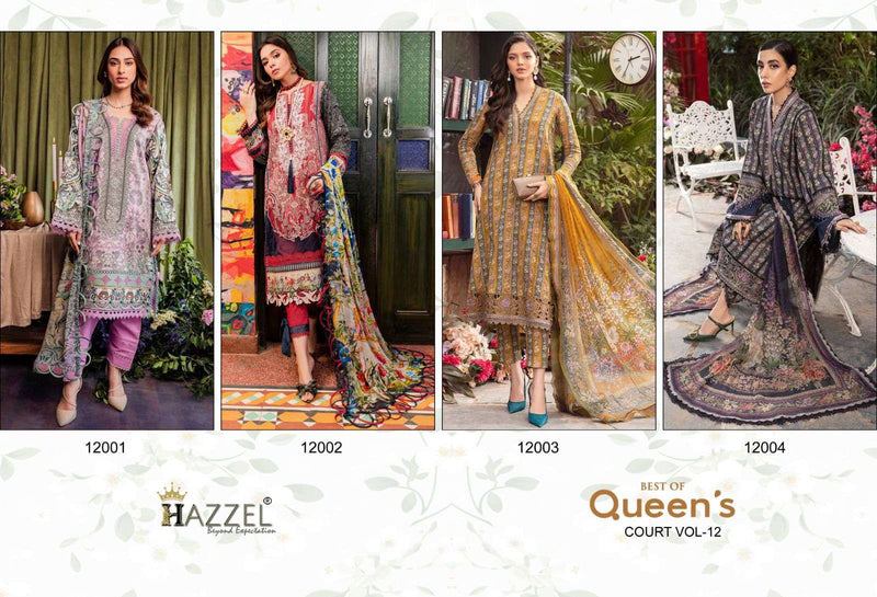 Hazzel Firdous Queens Court Vol 12 Cotton Print With Exclusive Embroidery Patches Salwar Kameez