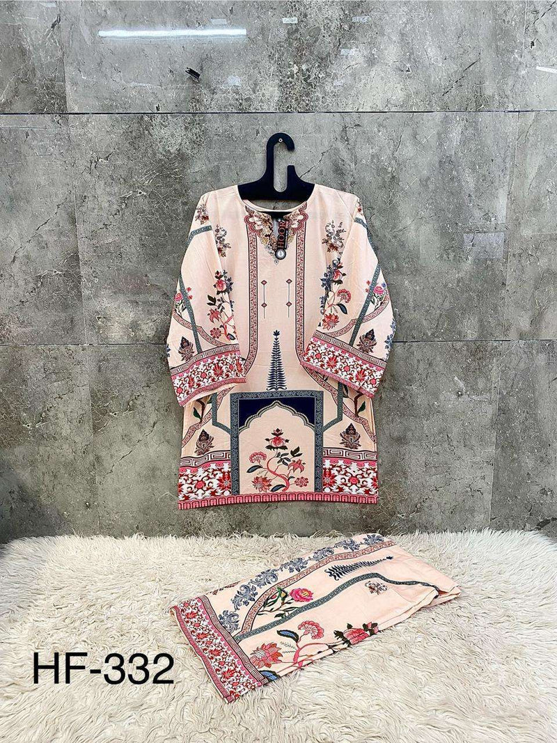 Hoor Tex Co Ord Set Satin Digital Printed Pret Kurti