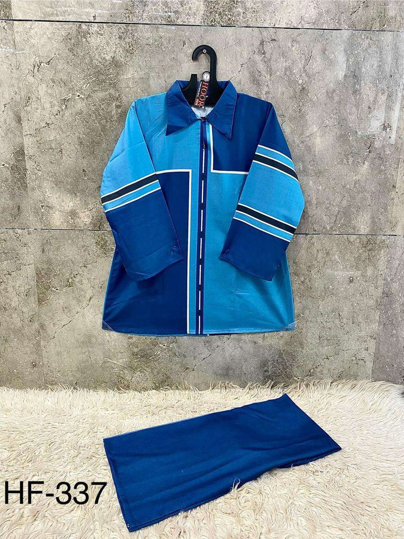 Hoor Tex Co Ord Set Satin Digital Printed Pret Kurti