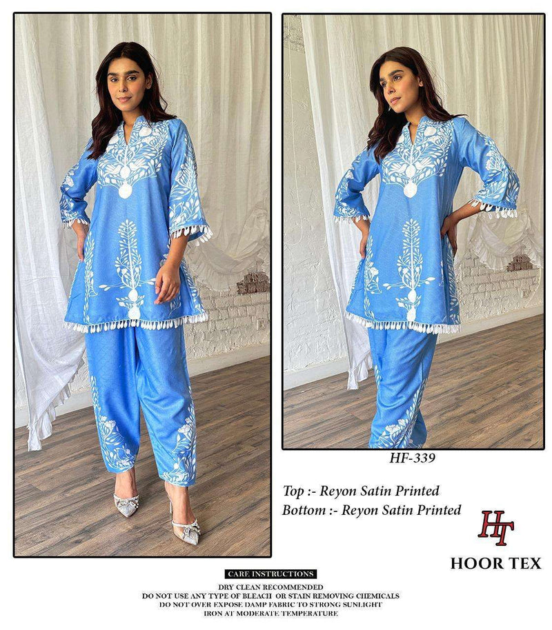 Hoor Tex Co Ord Set Satin Digital Printed Pret Kurti