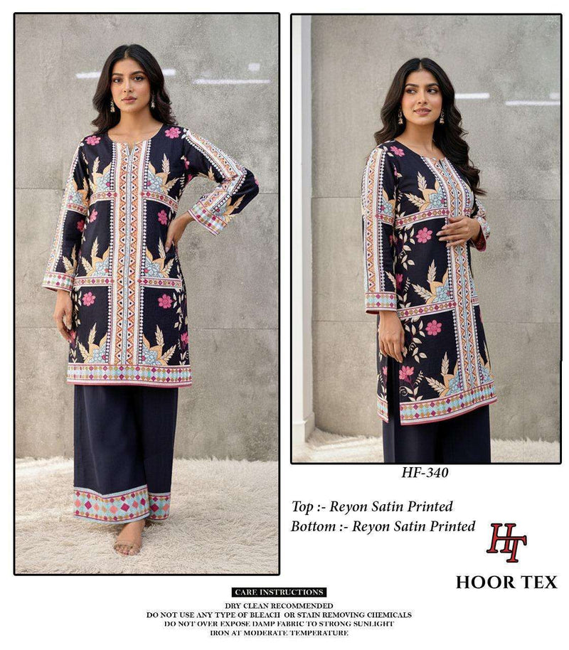 Hoor Tex Co Ord Set Satin Digital Printed Pret Kurti
