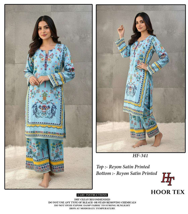 Hoor Tex Co Ord Set Satin Digital Printed Pret Kurti