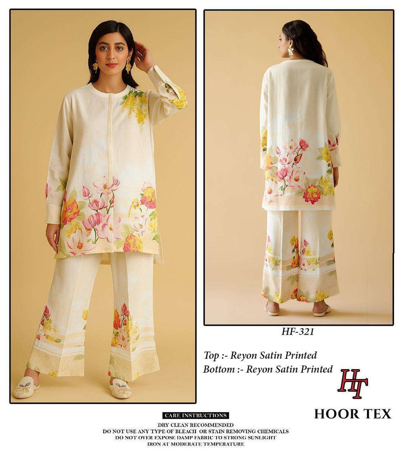 Hoor Tex Co Ord Set Satin Digital Printed Pret Kurti
