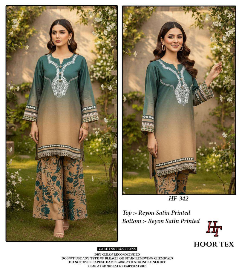 Hoor Tex Co Ord Set Satin Digital Printed Pret Kurti