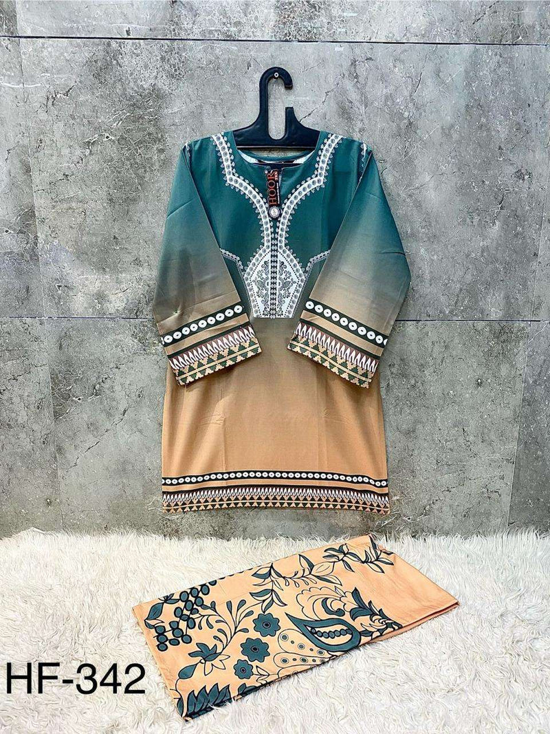 Hoor Tex Co Ord Set Satin Digital Printed Pret Kurti