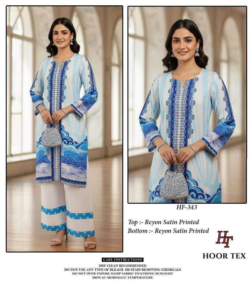 Hoor Tex Co Ord Set Satin Digital Printed Pret Kurti