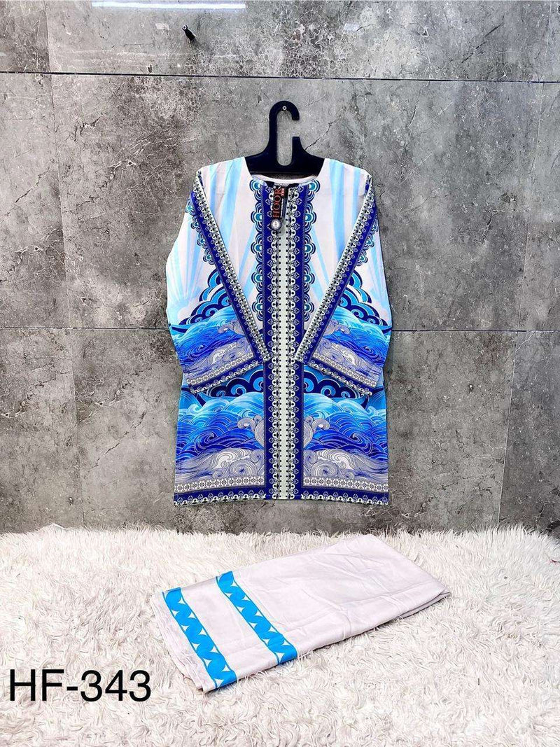 Hoor Tex Co Ord Set Satin Digital Printed Pret Kurti