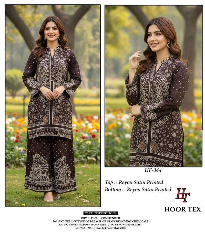 Hoor Tex Co Ord Set Satin Digital Printed Pret Kurti