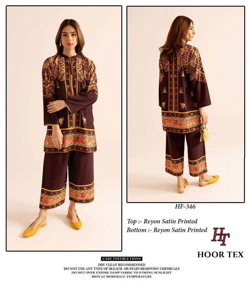 Hoor Tex Co Ord Set Satin Digital Printed Pret Kurti