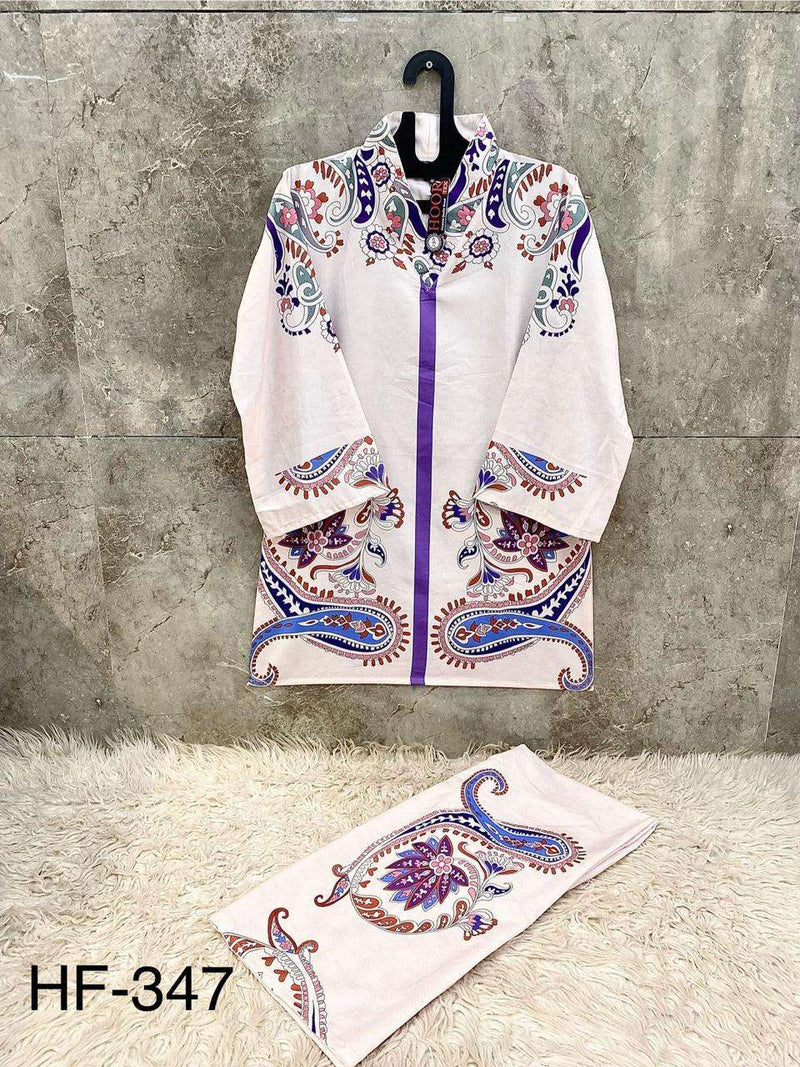 Hoor Tex Co Ord Set Satin Digital Printed Pret Kurti