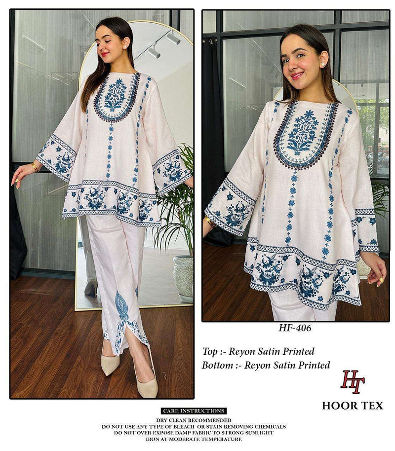 Hoor Tex Co Ord Set Satin Digital Printed Pret Kurti