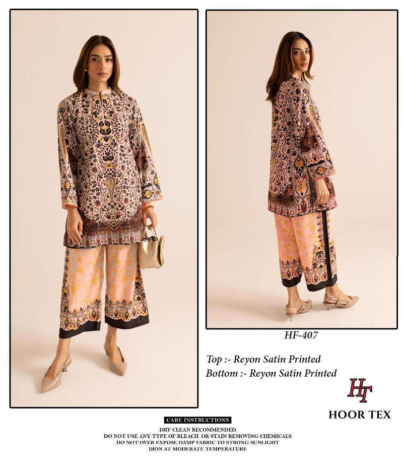 Hoor Tex Co Ord Set Satin Digital Printed Pret Kurti