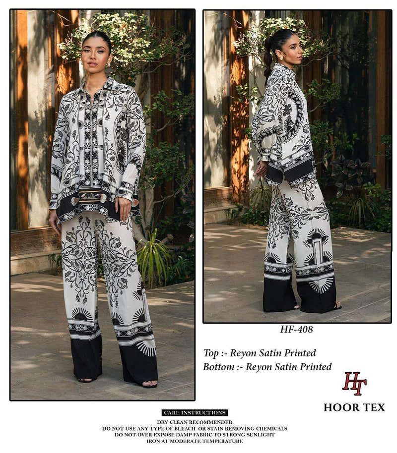 Hoor Tex Co Ord Set Satin Digital Printed Pret Kurti