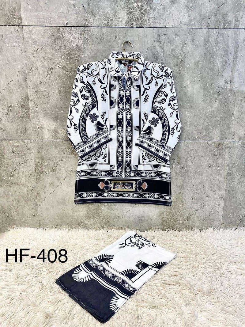 Hoor Tex Co Ord Set Satin Digital Printed Pret Kurti