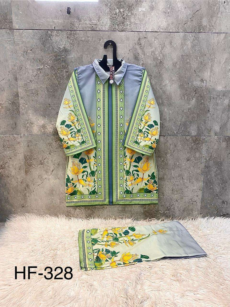 Hoor Tex Co Ord Set Satin Digital Printed Pret Kurti
