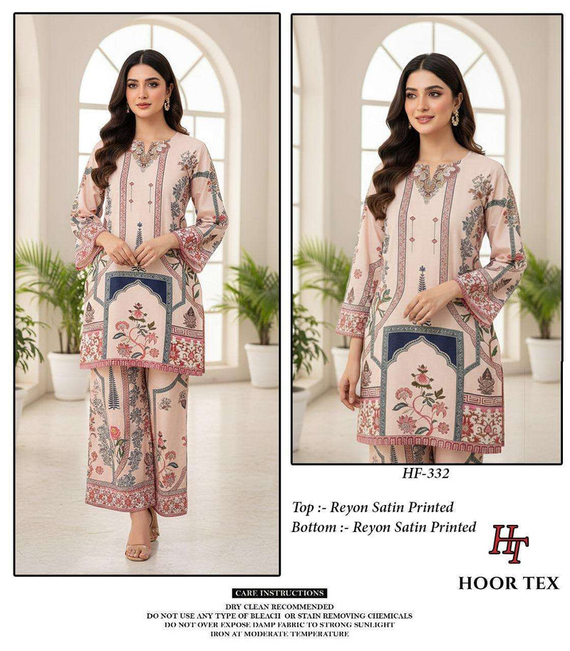 Hoor Tex Co Ord Set Satin Digital Printed Pret Kurti