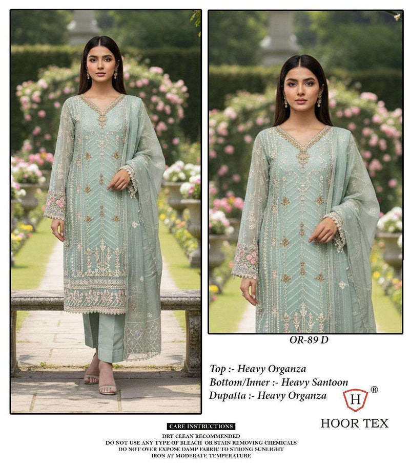 Hoor Tex Dno OR 89 ABCD Heavy Organza  Embroidered Designer Pret Kurti