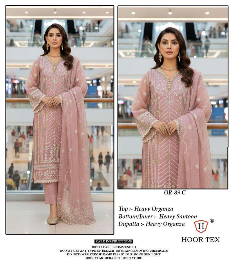 Hoor Tex Dno OR 89 ABCD Heavy Organza  Embroidered Designer Pret Kurti