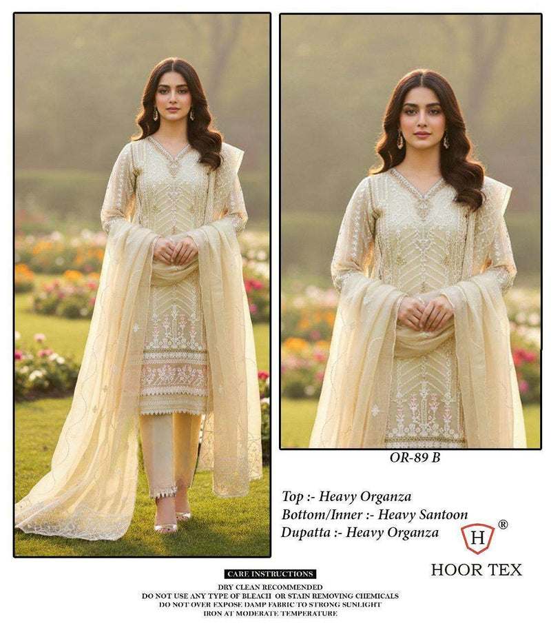 Hoor Tex Dno OR 89 ABCD Heavy Organza  Embroidered Designer Pret Kurti