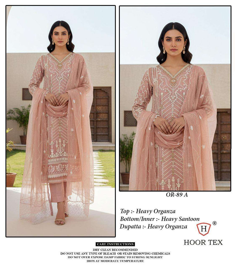 Hoor Tex Dno OR 89 ABCD Heavy Organza  Embroidered Designer Pret Kurti