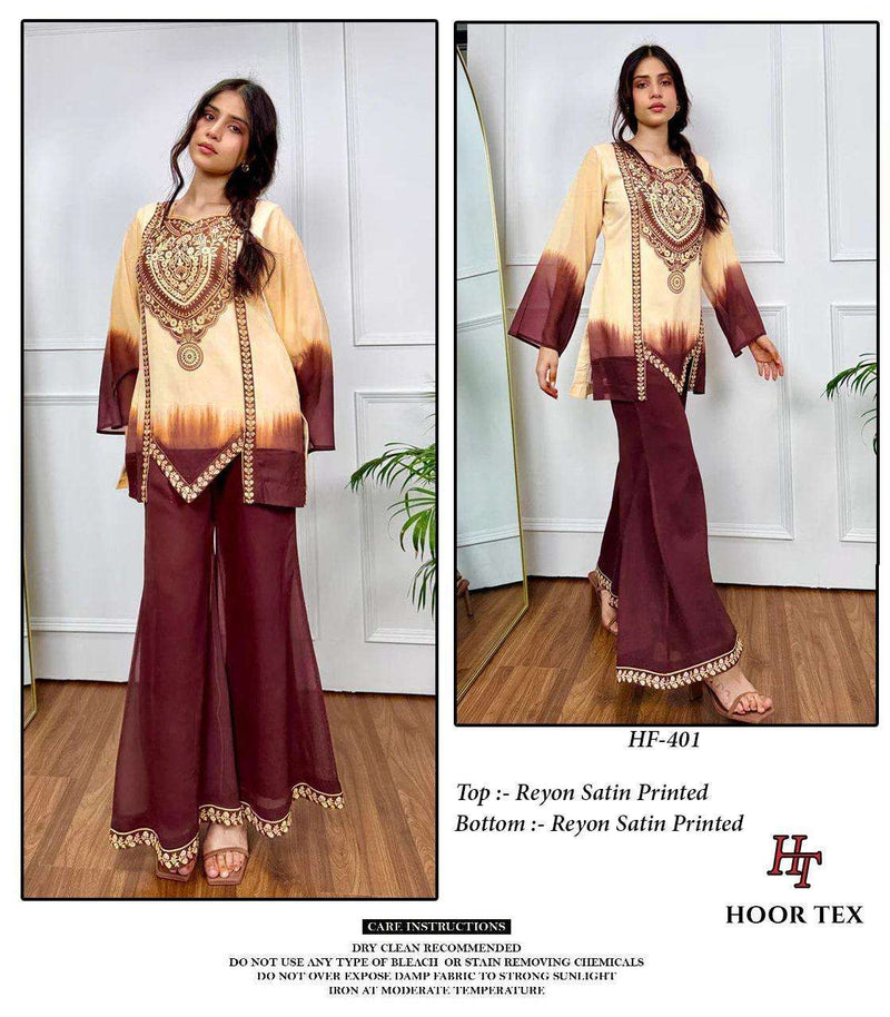 Hoor Tex HF 239-405 Rayon Satin Imported Printed Co-Ord Set