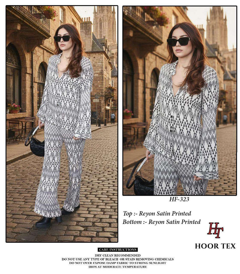 Hoor Tex HF 239-405 Rayon Satin Imported Printed Co-Ord Set