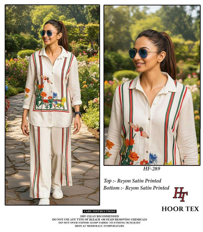 Hoor Tex HF 239-405 Rayon Satin Imported Printed Co-Ord Set