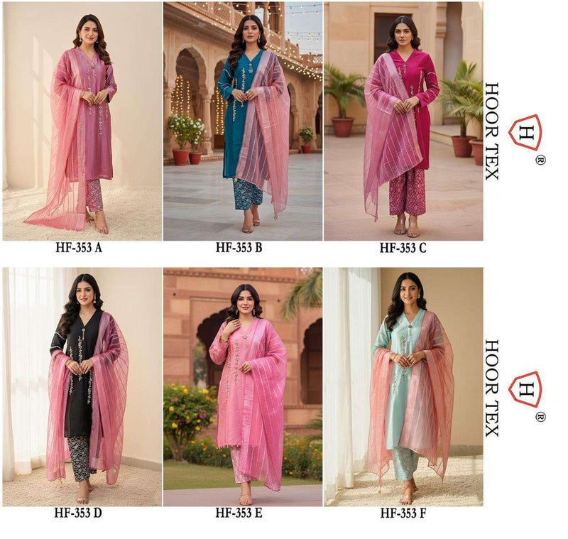 Hoor Tex Hf 353 Heavy Organza Embroidered Designer Pret Kurti