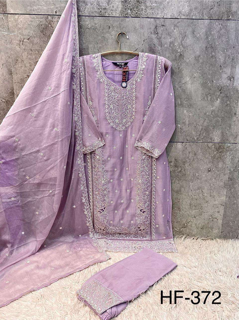 Hoor Tex Hf 372 Heavy Chiffon Designer Embroidered Work Pakistani Pret Kurti