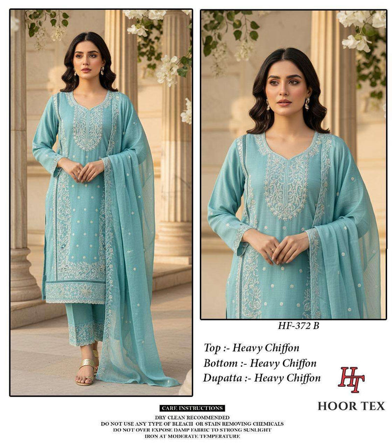 Hoor Tex Hf 372 Heavy Chiffon Designer Embroidered Work Pakistani Pret Kurti