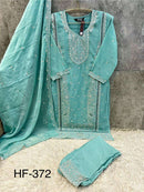 Hoor Tex Hf 372 Heavy Chiffon Designer Embroidered Work Pakistani Pret Kurti