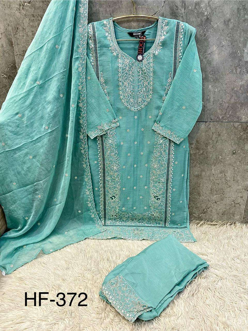 Hoor Tex Hf 372 Heavy Chiffon Designer Embroidered Work Pakistani Pret Kurti