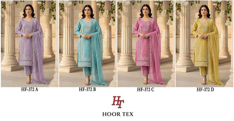 Hoor Tex Hf 372 Heavy Chiffon Designer Embroidered Work Pakistani Pret Kurti