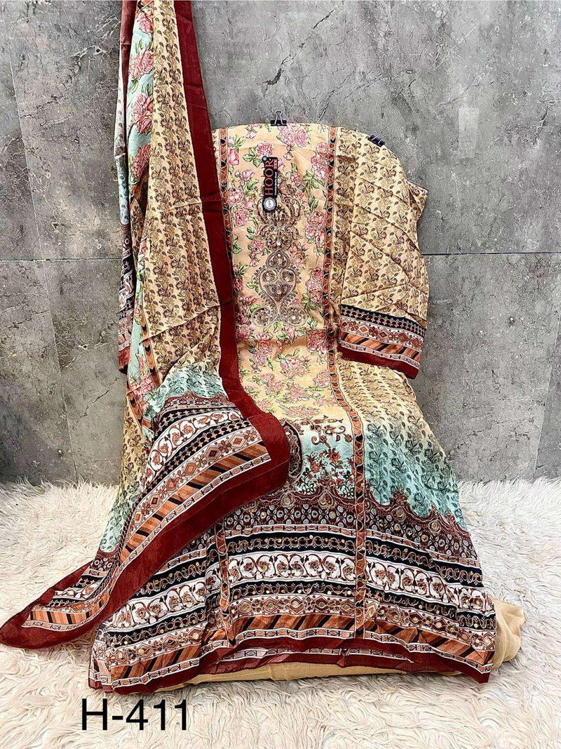 Hoor Tex H 405-413 Pure Muslin Printed Designer Co Ord Set