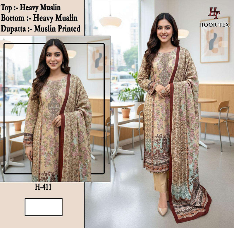 Hoor Tex H 405-413 Pure Muslin Printed Designer Co Ord Set