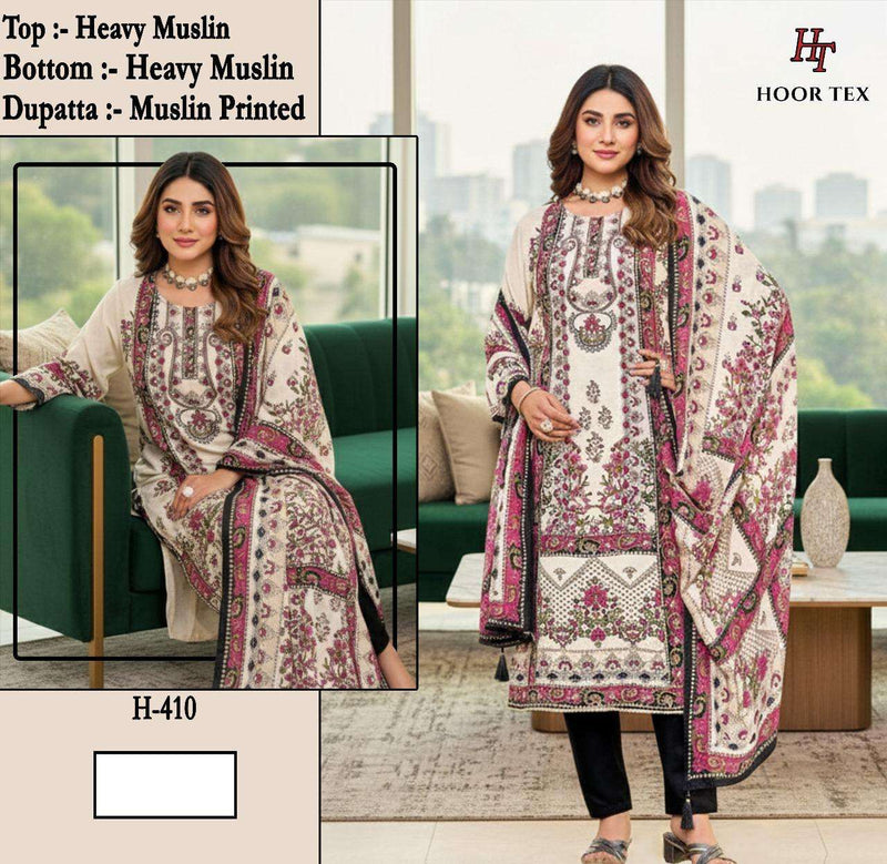 Hoor Tex H 405-413 Pure Muslin Printed Designer Co Ord Set