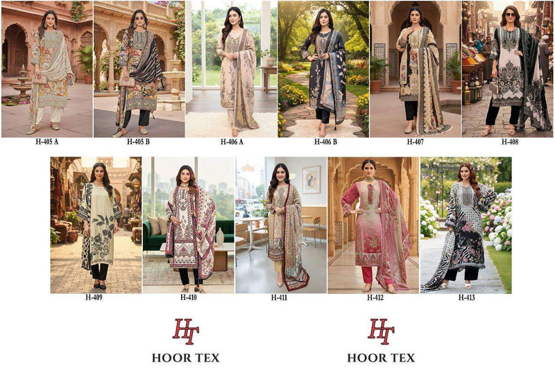 Hoor Tex H 405-413 Pure Muslin Printed Designer Co Ord Set