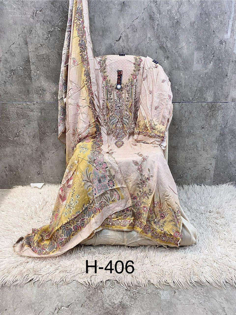 Hoor Tex H 405-413 Pure Muslin Printed Designer Co Ord Set