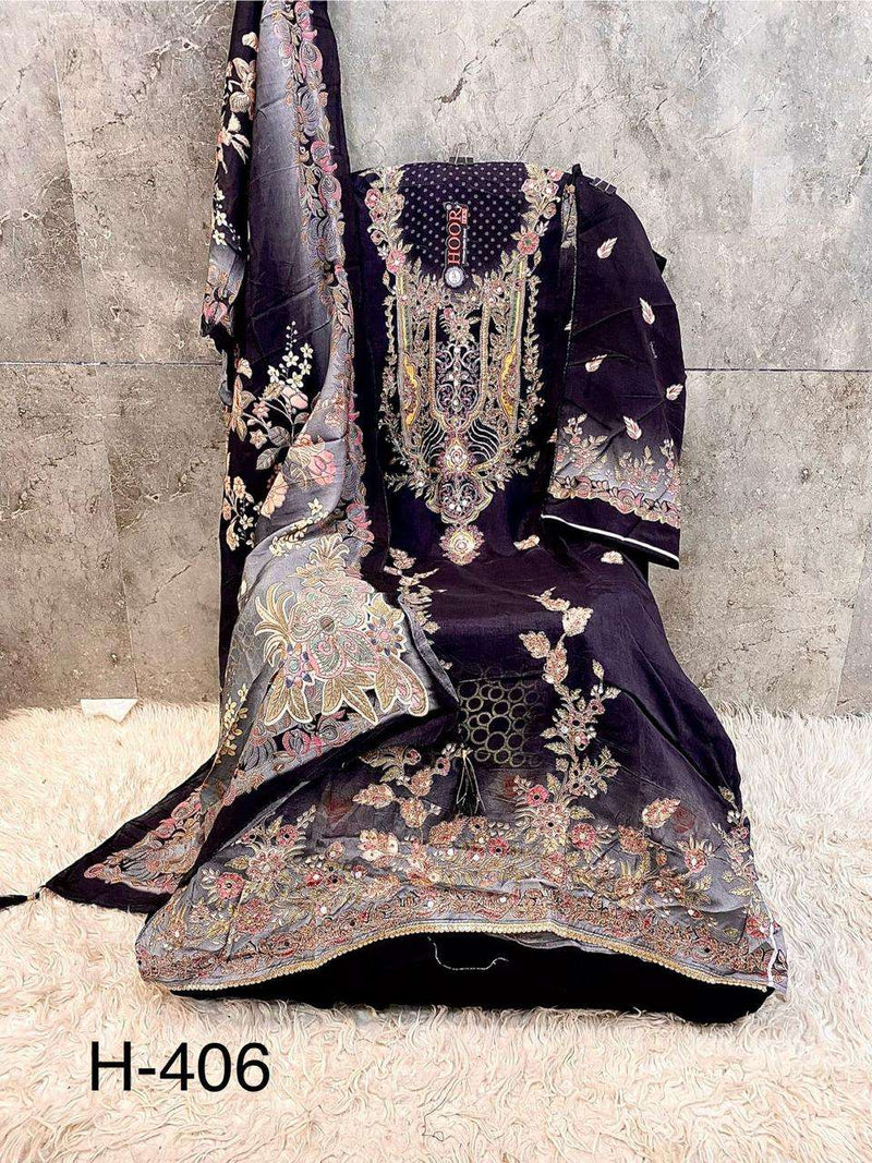 Hoor Tex H 405-413 Pure Muslin Printed Designer Co Ord Set